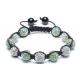 Adjustable Shamballa Bracelet, Cyan & Crystal Rhinestone Ball