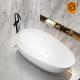 Matte white oval design bath tub artificial stone adult standing bathtub
