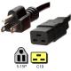 3 Prong 15 Amp Plug Power Cord , NEMA 5 15P to IEC C19 Home Appliance Power Cord