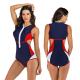 Sleeveless Womens Surfing Suits Zipper Front Side Hollow Out Swimwear