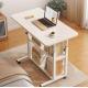 Executive Director White Wood Modern Office Desk with Manual Height Adjustment and Storage