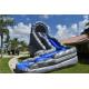 Commercial Blue Huge Inflatable Slides Logo Printing Wild Rapids 24ft Dual Lane Slide With Pool
