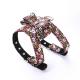 No Pull Leather Adult Dog Walking Training Harness With Bow Floral Design