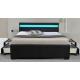 Sunny LED Upholstered Bed Frame With Storage Drawers Black PU Fabric