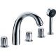 Water Saving Chrome Deck Mount Tub Faucet with Three Handles / Polished Brass Mixer Tap