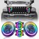 4 Inch Angel Eye Halo Fog Lights Round RGB Halo Ring Headlight Kit