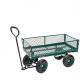 Practical Folding Mesh Sides Trolley Garden Tool Cart Heavy Duty Steel for Transport