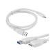 White Round USB3.0 Charge & Sync  A Male to Micro Cable for Samsung