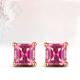 Rose Gold Princess Ruby Stud Earrings Women Fine Jewelry (KE003PINK)