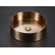 Single Round Bathroom Sinks Durable Stainless Steel Counter Top Gold