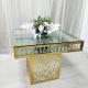 Gravure Printing Wedding Banquet Table Square Mirror Gold Stainless Steel