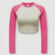                  American Retro Multi-Color Long Sleeve Short Women′s T-Shirt Manufacturers Wholesale Support Set Logo             
