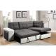 Contrast colors PU leather Sofa with bed and ottoman Chaise Tufted Sofa set Furniture L shape sofa bed for living room