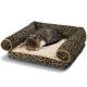 Leopard Print Memory Foam Bolster Dog Bed Suede Fabric Cover Non - Slip Bottom