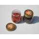 Orange & Brown scented round glass jar candle with printed label decor