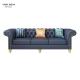 Contemporary Black Blue Leather Sectional Sofa Living Room Leather With Ottoman