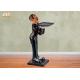 Resin Butler Sculpture Antique Decorative Resin Butler Holding Tray Restaurant Decor