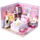 Dollhouse, DIY Lights House, Miniature Set, Romantic Full House