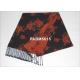 Comfortable Black Luxury Woven Silk Scarf，Printing Orange Flower