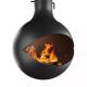 Contemporary Indoor Heaters Orb Rotating Suspended Wood Burning Fireplace