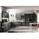 L Shaped Melamine Kitchen Cabinet Modern Dark Grey Kitchen Cabinets Customized