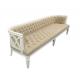 Nature Oak Wood Chesterfield Corner Sofa , Chesterfield Couch White Finish Frame