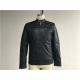 Navy Mens PU Jacket With Suede Detail ,  Faux Leather Biker Jacket TW73204