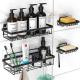 4PK No Drilling Adhesive Wall Mounted Bathroom Shelf Shower Caddy with 2 Soap Dishes