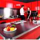 ISO 4001 Modern Simple Design 304 Red Kitchen Sets L Shape Custom Set 750mm