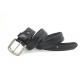 BRACHI Black Genuine Leather Casual Belts For Men Silver Pin Buckle 3.8cm Width