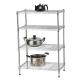 Chrome Powder Coated Metal Storage Wire Shelf 4 Tiers For Kitchen Restaurant