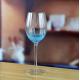 Handmade Ocean Blue Wine Goblet Glass With Sparkling Bubbles