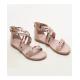 BS135 Sandals Female Summer Flat Bottom Fairy Style Open-Toed Floral Cloth Word With Non-Slip Roman Shoes Women'S Shoes