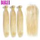 Indian Blonde Extensions Real Hair , Blonde Real Hair Extensions Real Hair With 4*4 Lace Closure