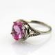 White Gold Plated 925 Silver with 9x11m Oval  Pink Cubic Zircon Ring(R177)