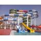 Outdoor Commercial Sprial Fiberglass Water Slides Combination , Water Park Attraction