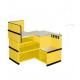 Yellow Supermarket Metal Express Checkout Counter Cash Register Table With Hooks