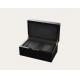 Lockable Golden Hinged Watch Box with Glossy Black Wooden Box  Inside PU Leather