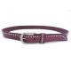 2.8cm Red Women's Fashion Studded Leather Belt With Antique Silver Buckle