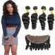 Authentic 8A Loose Curly Indian Remy Hair Weave 4 Bundles With Frontal
