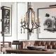 Wood teardrop Iron bronze chandelier for Living room Bedroom (WH-CI-72)