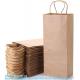 Kraft Paper Bags, 5.4X3.3X13 Recyclable Brown Wine Bags Paper Gift Bags Retail Bags Shipping Bags With Handles Bulk