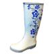 White Blue Flower Half White Womens Rain Boot Size 37 / 38