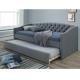 SUNNY Single 190X200 Tufted Daybed With Trundle Grey Upholstered Daybed