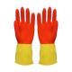 Bi-Color High Latex Content Soft Flocklined Rubber Gloves , Kitchen Dishwashing Gloves