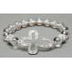 Alloy Cross Bracelet, Crystal Rounds, Crystal Pave Argil Beads
