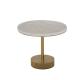 Living Room Round Small Stainless Steel End Table With Brushed Gold Thick Acrylic Top Metal Base