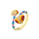 Colorful 24k Gold Plated Enamel Diamond Ring Open Heart Cobra Zircon For Women