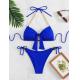 Sexy Bikini Style Swimwear For Women Pure Color The New Type Comfortable Durable Blue Color