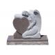 Granite carved angel statue heart shaped tombstones